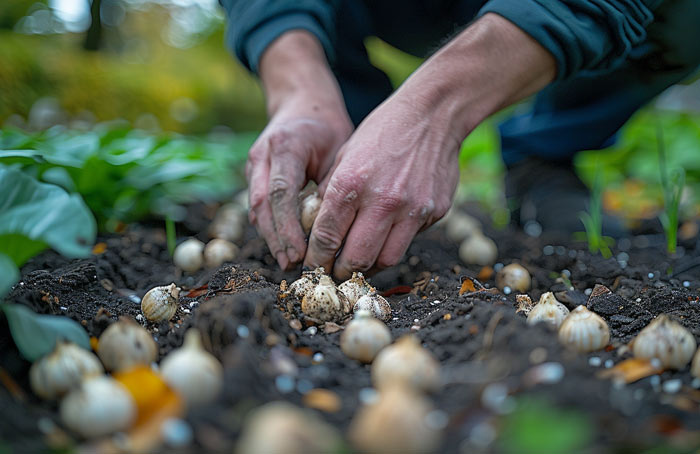 Plantation bulbes de fleurs