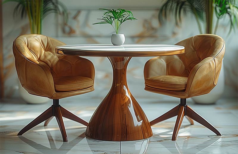 Table ronde avec deux chaises