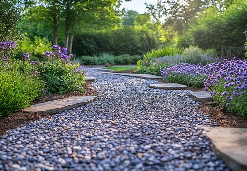 Allée de gravier dans le jardin